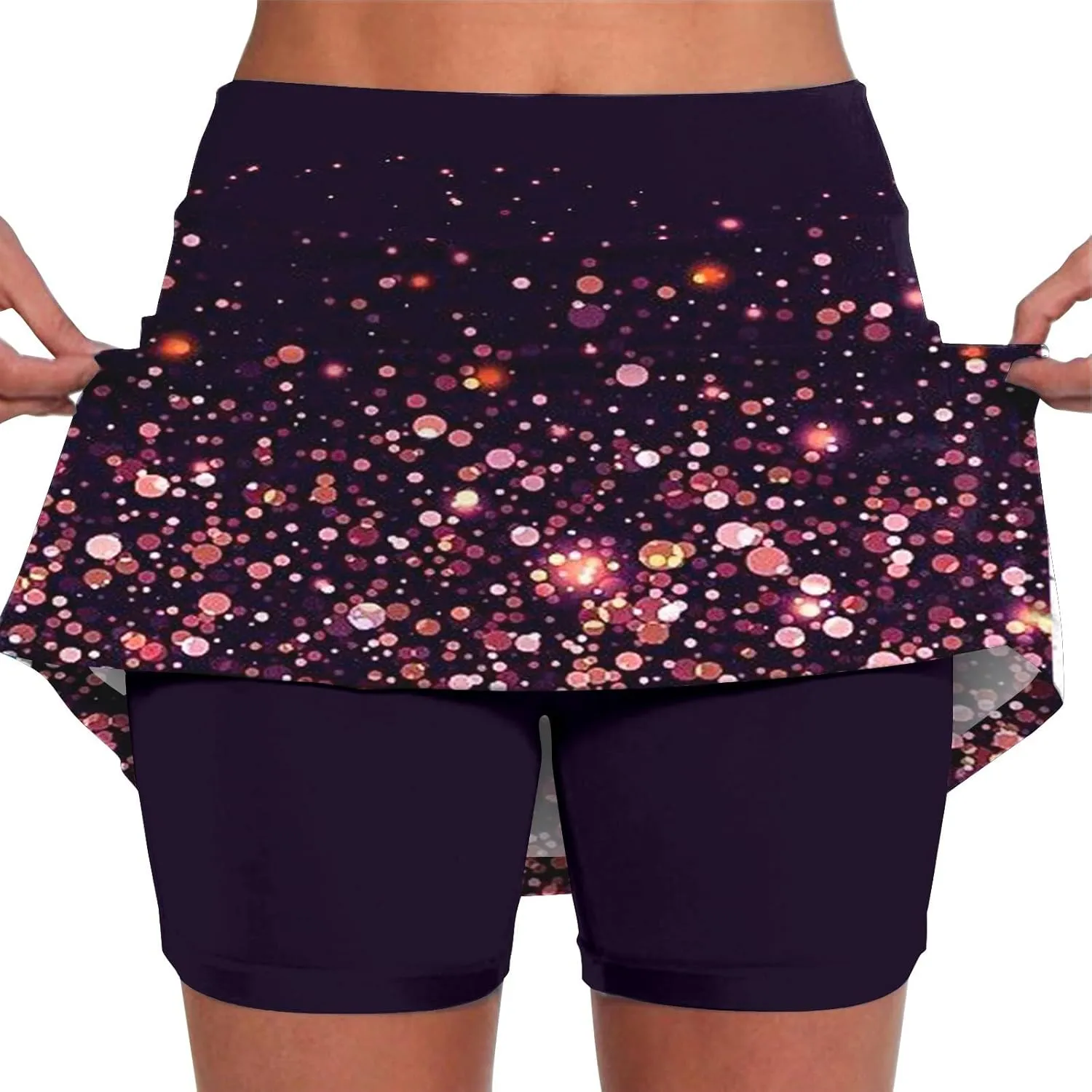 aihihe Blue Golf Skirts for Women Pleated Skorts for Women with Pockets Plus Size Shorts for Curvy Women