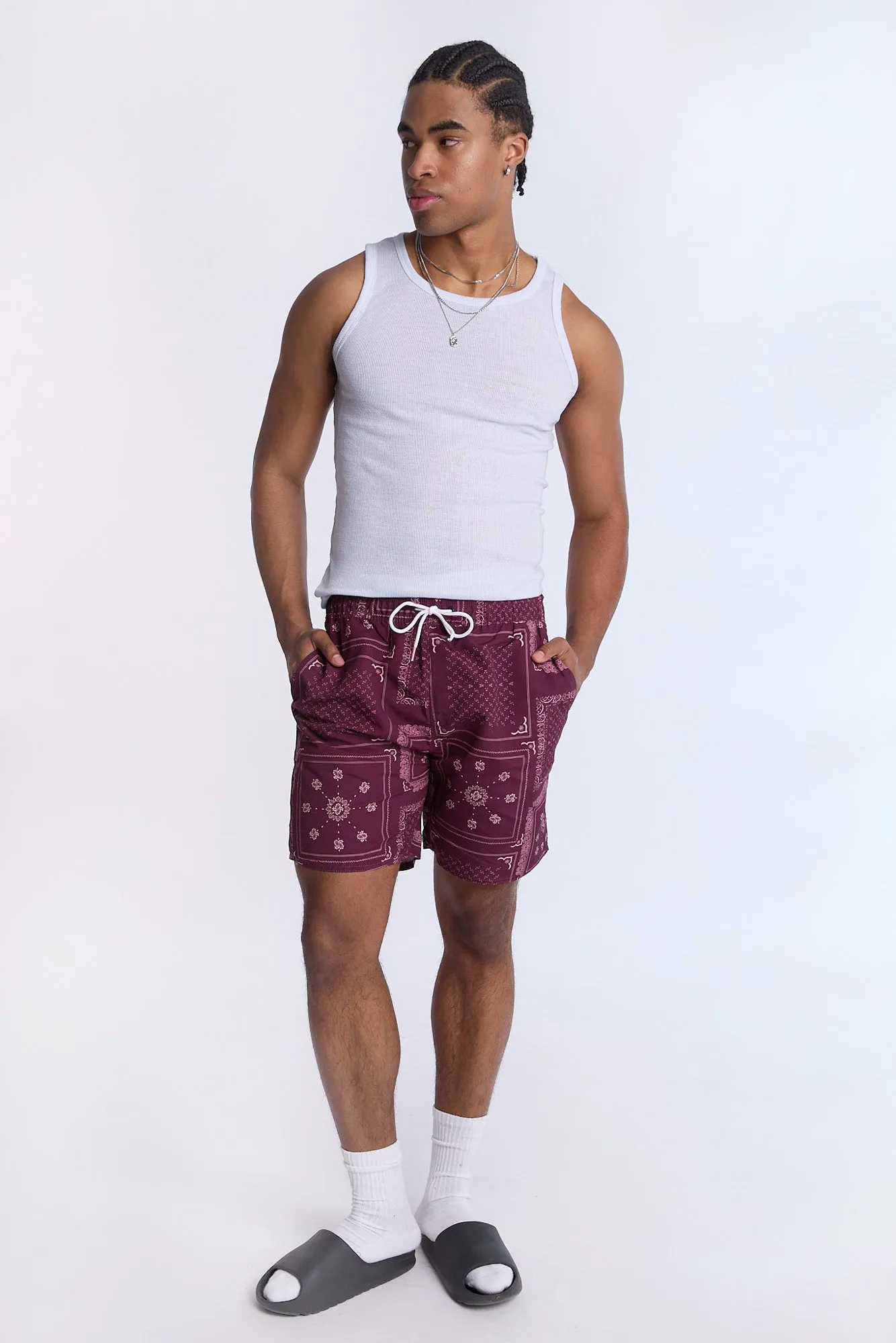 Arsenic Mens Bandana Print Beach Shorts