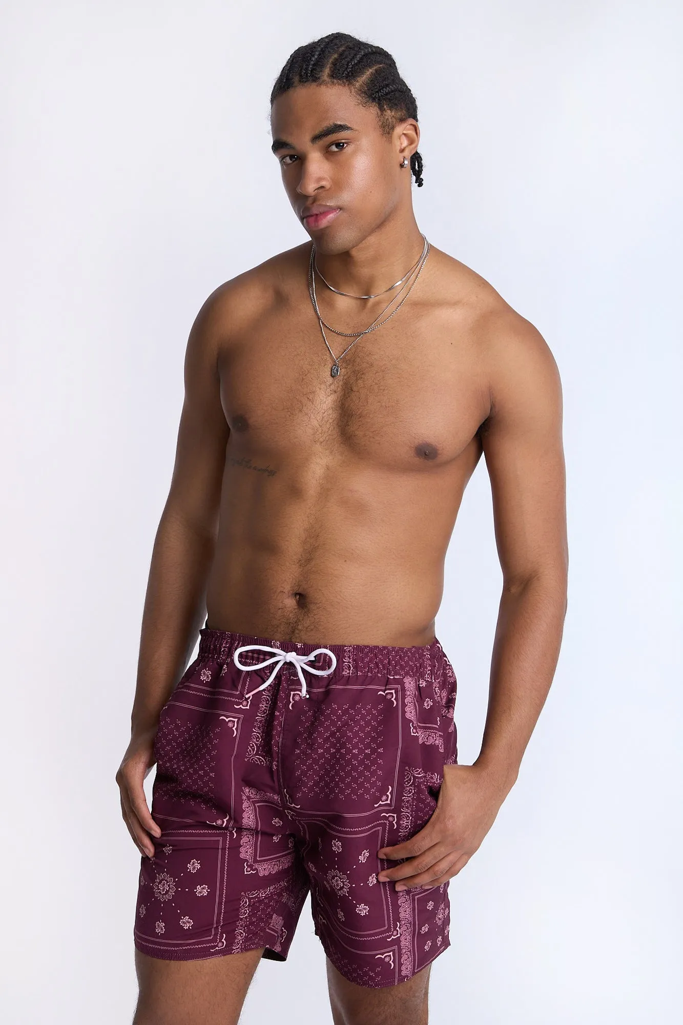 Arsenic Mens Bandana Print Beach Shorts