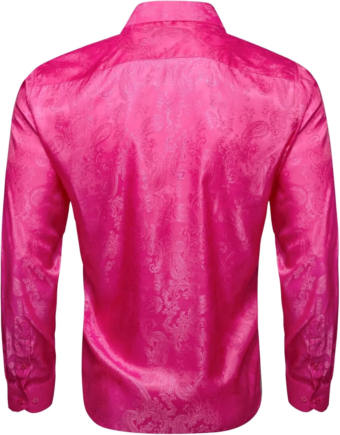 Barry.Wang Mens Casual Long Sleeve Shirts Silk Button Up Designer Paisley Formal Dress Shirt Western Mexico Cowboy Costume