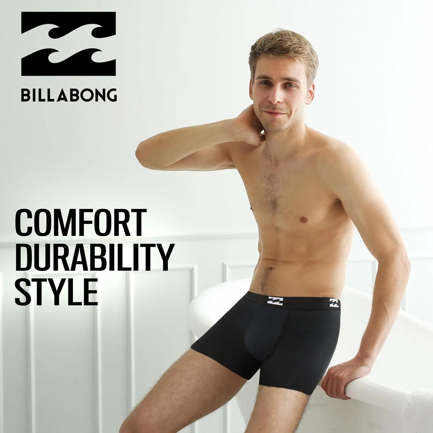 Billabong Mens Boxer Briefs 4 Pack Long Leg Performance Compression Shorts Mens Underwear 7.5 Inseam