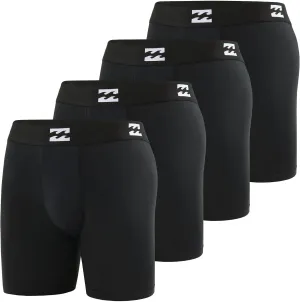 Billabong Mens Boxer Briefs 4 Pack Long Leg Performance Compression Shorts Mens Underwear 7.5 Inseam