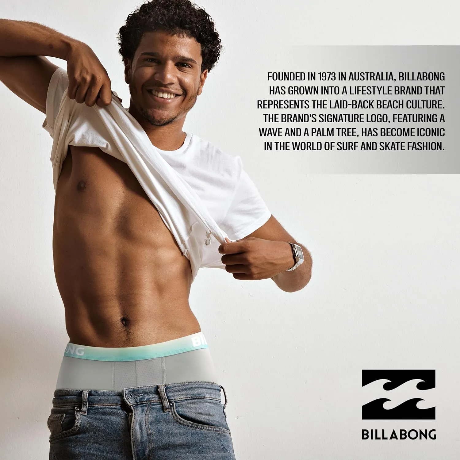 Billabong Mens Boxer Briefs 4 Pack Long Leg Performance Compression Shorts Mens Underwear 7.5 Inseam