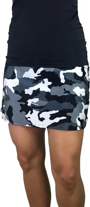 Black & Gray Camouflage Camo Slim Golf Skort - Tennis Skirt - Made in USA