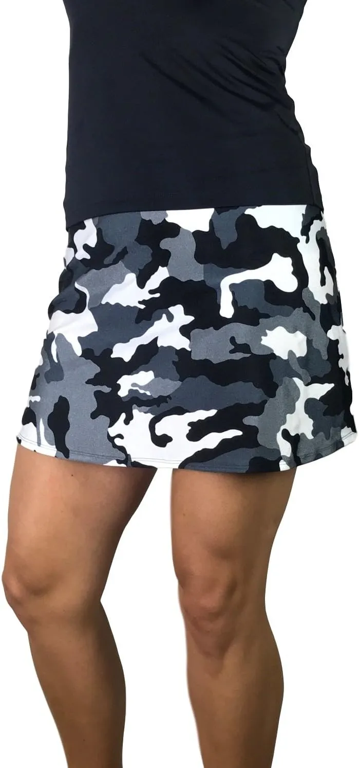 Black & Gray Camouflage Camo Slim Golf Skort - Tennis Skirt - Made in USA