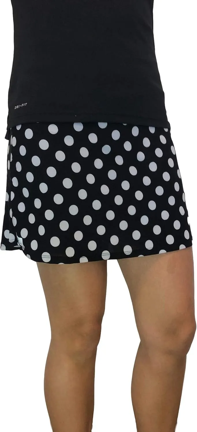 Black & White Polka Dot Flutter Style Golf/Tennis Skort/Skirt