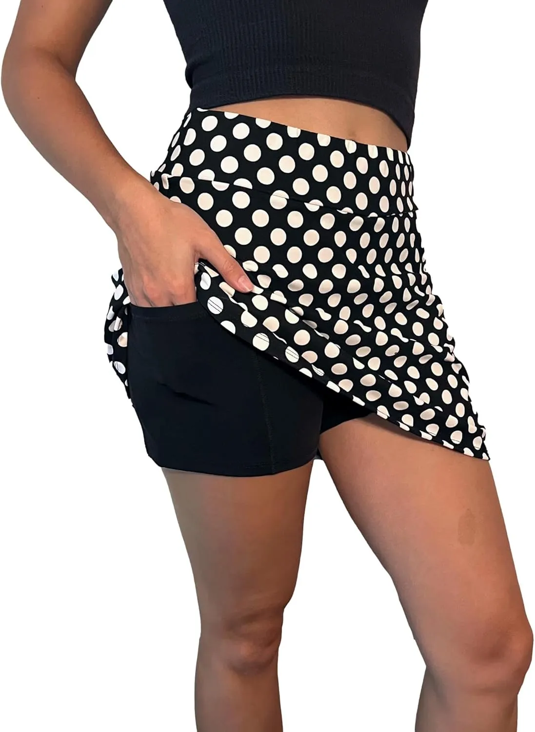Black & White Polka Dot Flutter Style Golf/Tennis Skort/Skirt