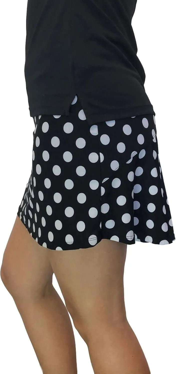 Black & White Polka Dot Flutter Style Golf/Tennis Skort/Skirt