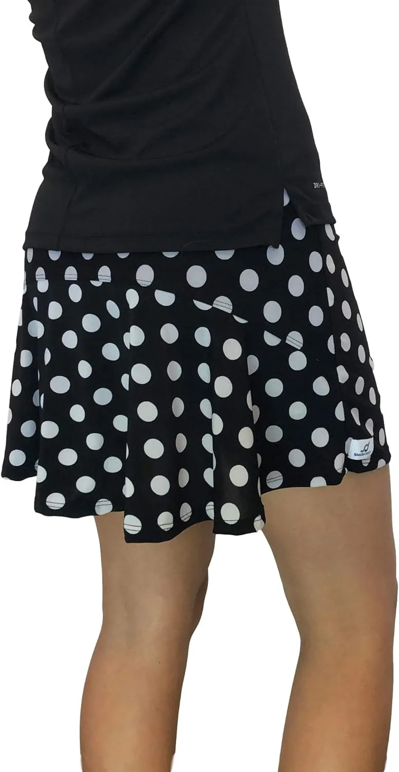 Black & White Polka Dot Flutter Style Golf/Tennis Skort/Skirt