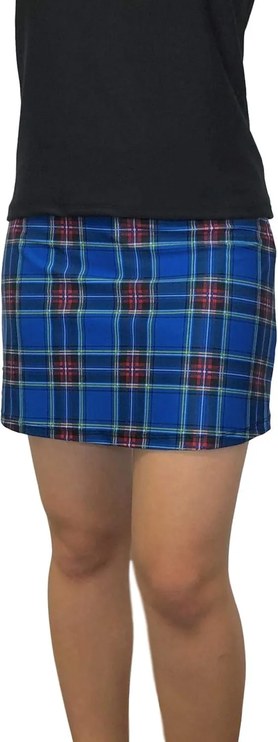 Blue Plaid Slim Golf Skort | Tennis Skort | Blue Plaid Kilt Running Skirt