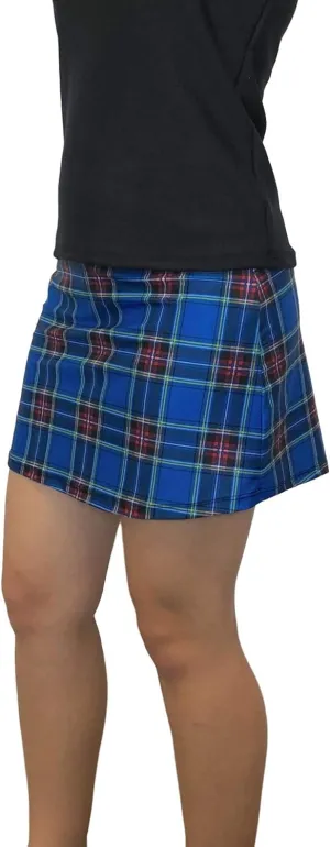 Blue Plaid Slim Golf Skort | Tennis Skort | Blue Plaid Kilt Running Skirt