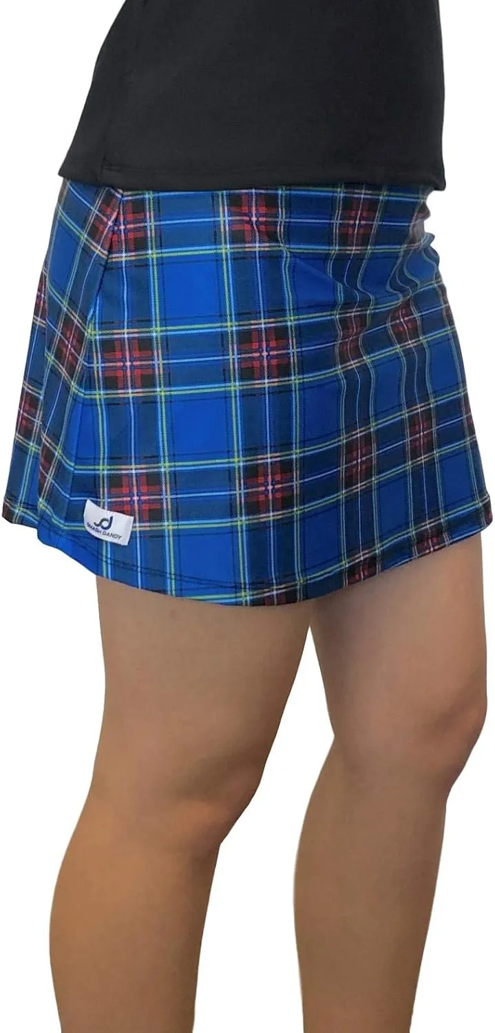 Blue Plaid Slim Golf Skort | Tennis Skort | Blue Plaid Kilt Running Skirt