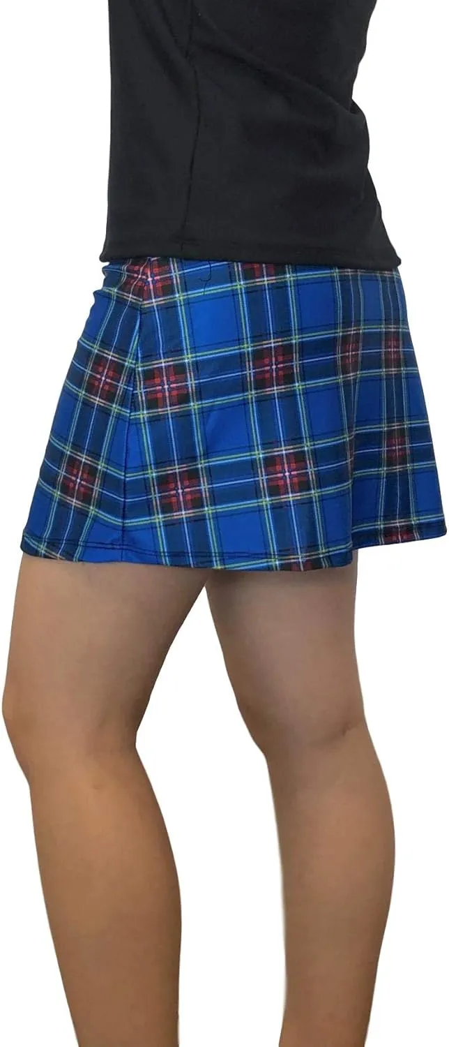 Blue Plaid Slim Golf Skort | Tennis Skort | Blue Plaid Kilt Running Skirt