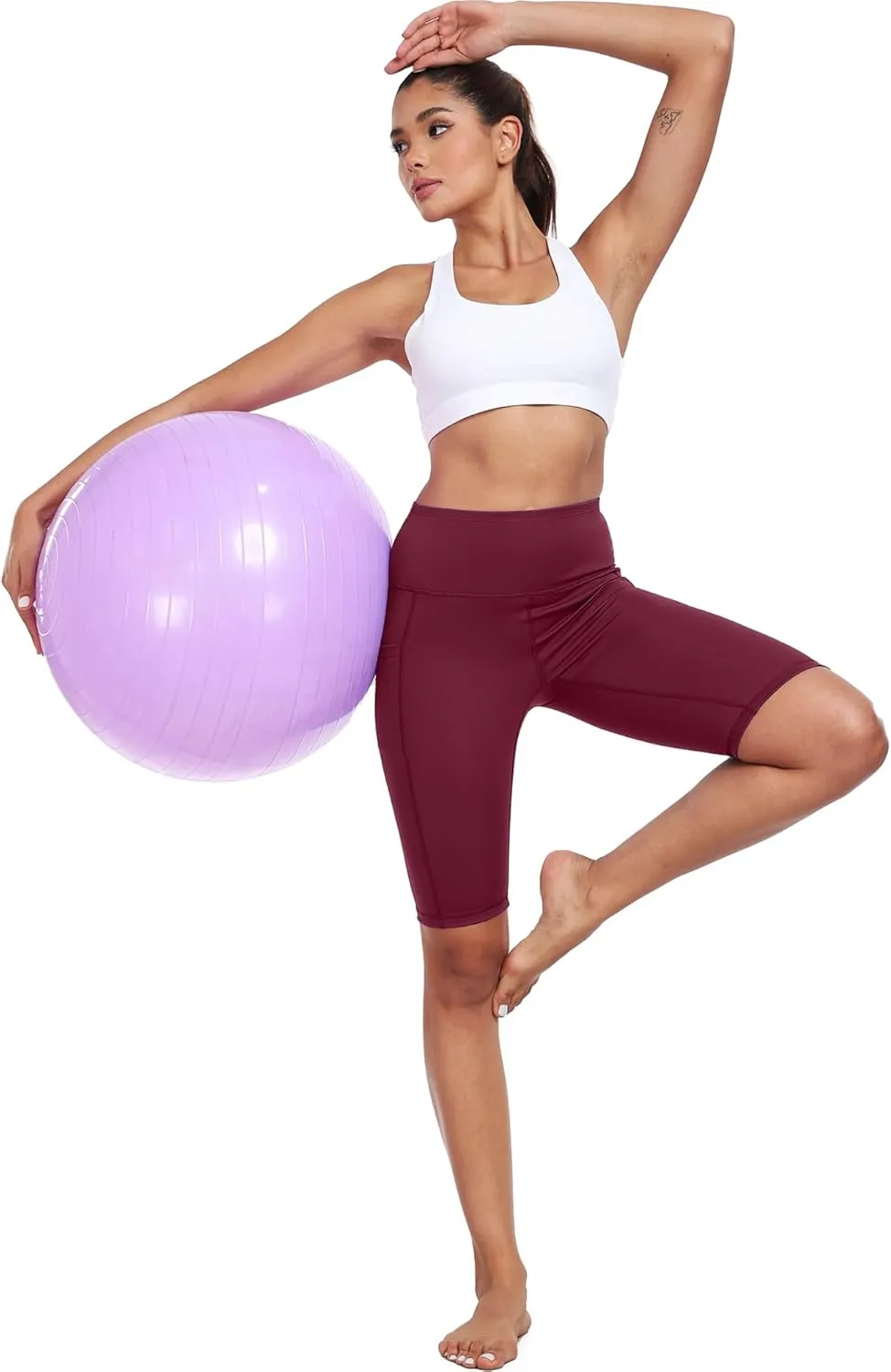 CADMUS 3 Pack Women 9" Biker Compression Short Leggings for Yoga with Big Pockets