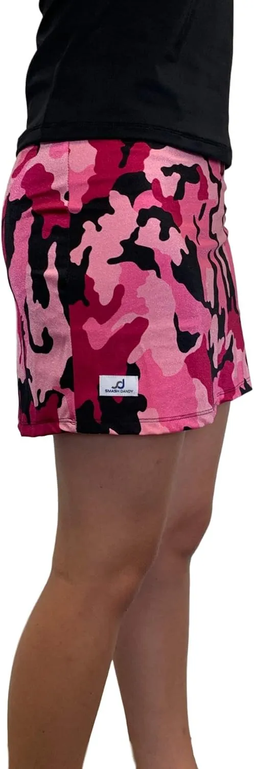 Camouflage Pink Camo Slim Golf Skort with Compression Shorts with Pockets