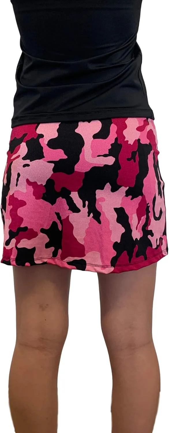 Camouflage Pink Camo Slim Golf Skort with Compression Shorts with Pockets