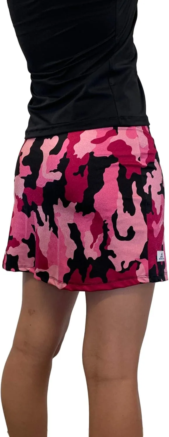 Camouflage Pink Camo Slim Golf Skort with Compression Shorts with Pockets