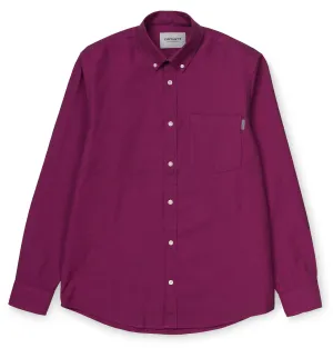 Carhartt WIP L/S Dalton Shirt – Shiraz/Ruby Pink – Heavy Rinsed
