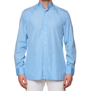 CHARVET Paris Handmade Blue Cotton Officer Collar Dress Shirt EU 40 NEW US 16