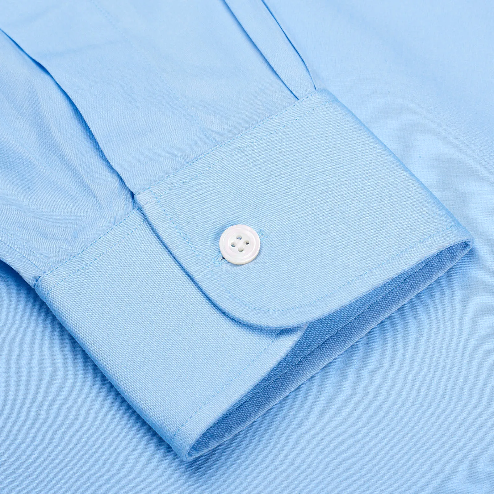 CHARVET Paris Handmade Blue Cotton Officer Collar Dress Shirt EU 40 NEW US 16