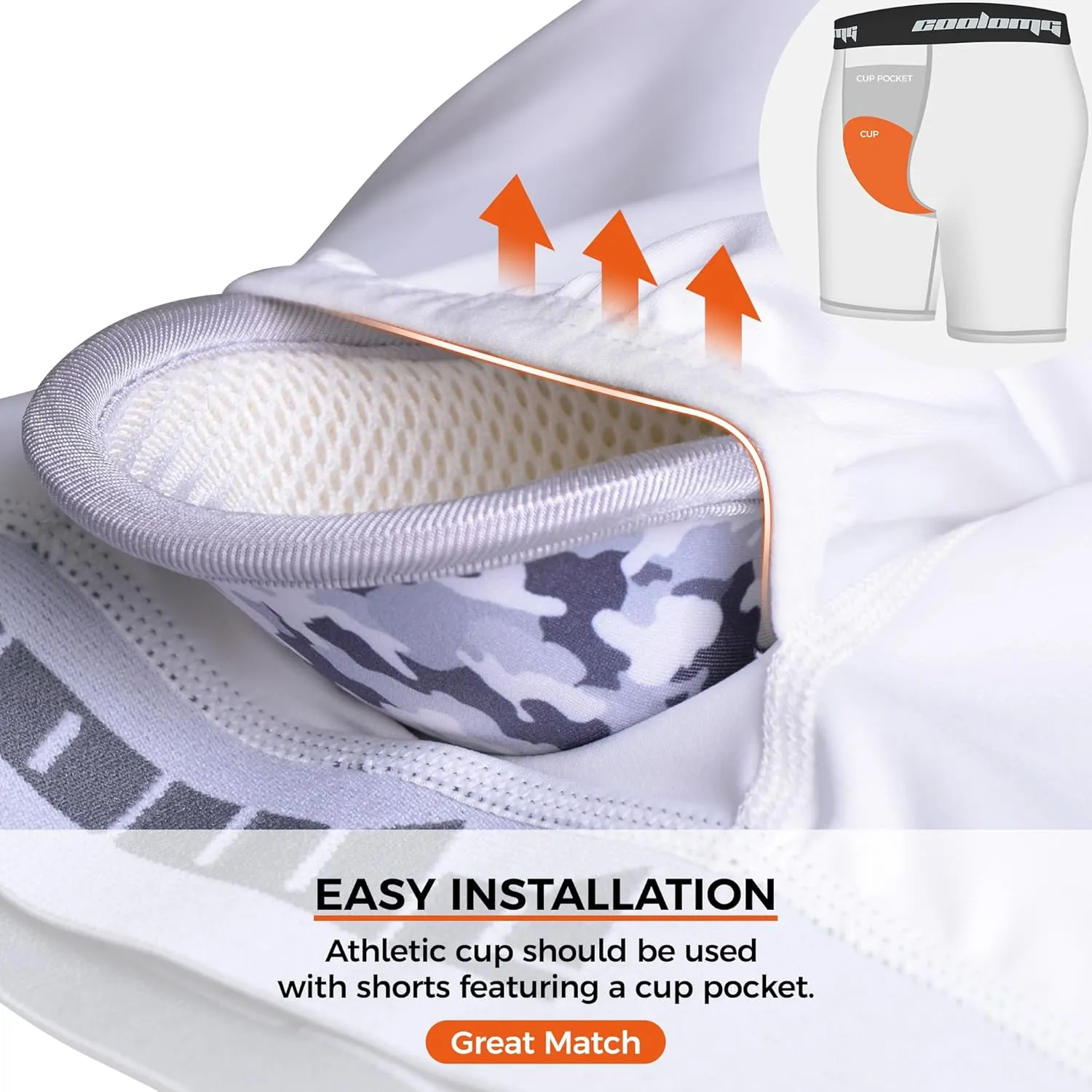 COOLOMG 2-Pack Boys Baseball Underwear with 1 Soft Protective Athletic Cup, Youth Compression Shorts for Football MMA