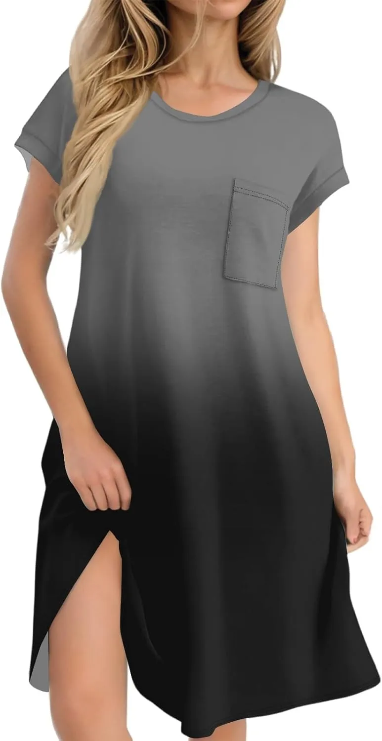 COTECRAM Womens Casual Summer Short Sleeve Loose T Shirt Dress Boho Floral Mini Sundress Beach Cover Up Shirts with Pockets