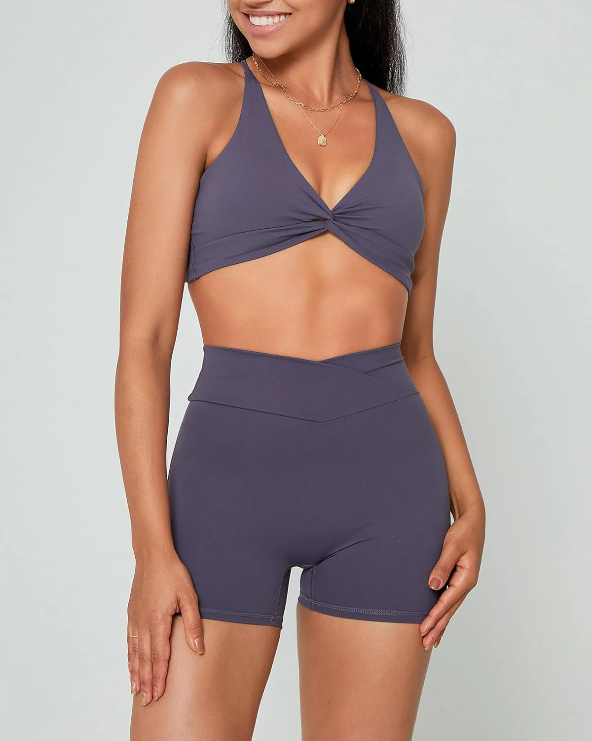 Danysu Women Pocket Shorts Cross High Waist Scrunch Butt Booty Workout Lifting Athletic Gym Bottoms