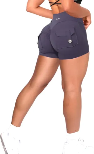 Danysu Women Pocket Shorts Cross High Waist Scrunch Butt Booty Workout Lifting Athletic Gym Bottoms