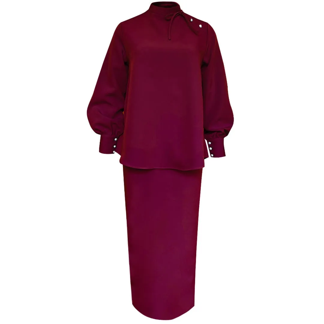 Dhiya Kurung Set - Maroon
