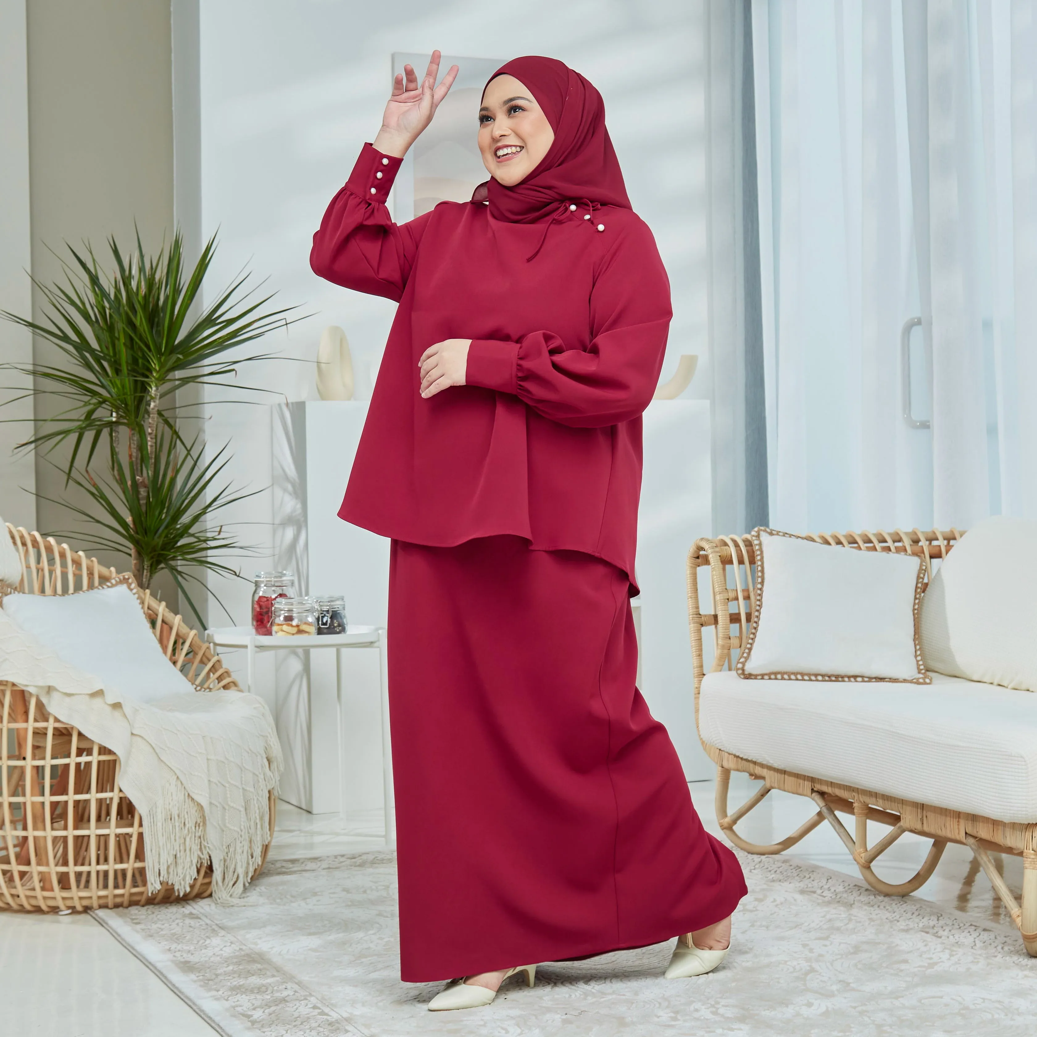 Dhiya Kurung Set - Maroon