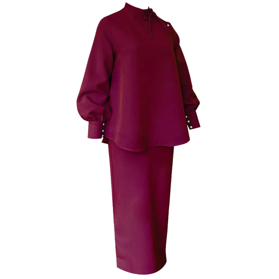 Dhiya Kurung Set - Maroon