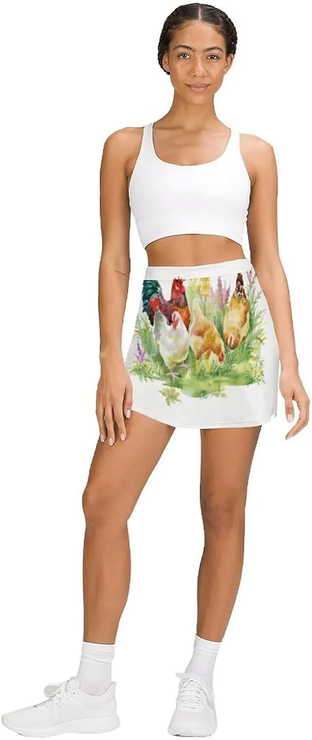 Donnapink Women Yoga Skirt, High Waist A-line Dress Trouser, Running Shorts(S-4XL)