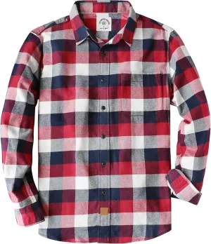 Dubinik Flannel Shirt for Men Plaid Mens Button Down Long Sleeve Shirts Soft Pure Cotton Casual Shirts Regular Fit