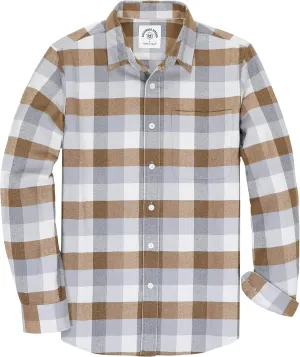 Dubinik Flannel Shirt for Men Plaid Mens Button Down Long Sleeve Shirts Soft Pure Cotton Casual Shirts Regular Fit