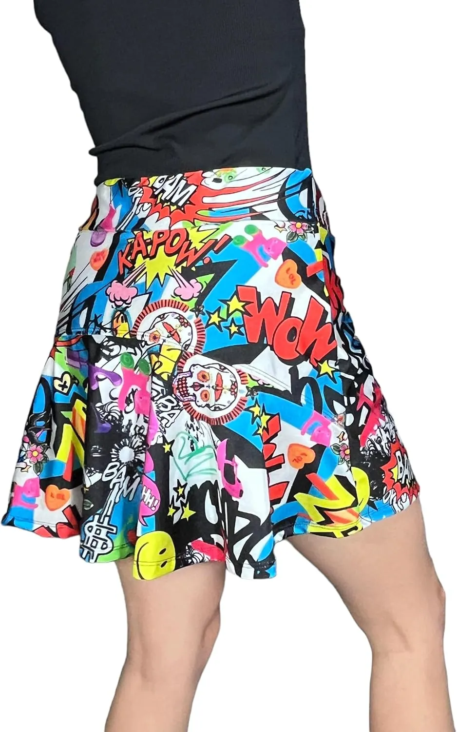 Fun Graffiti Print Flutter Style Golf Tennis Pickleball Skort/Skirt w/Shorts & Pockets