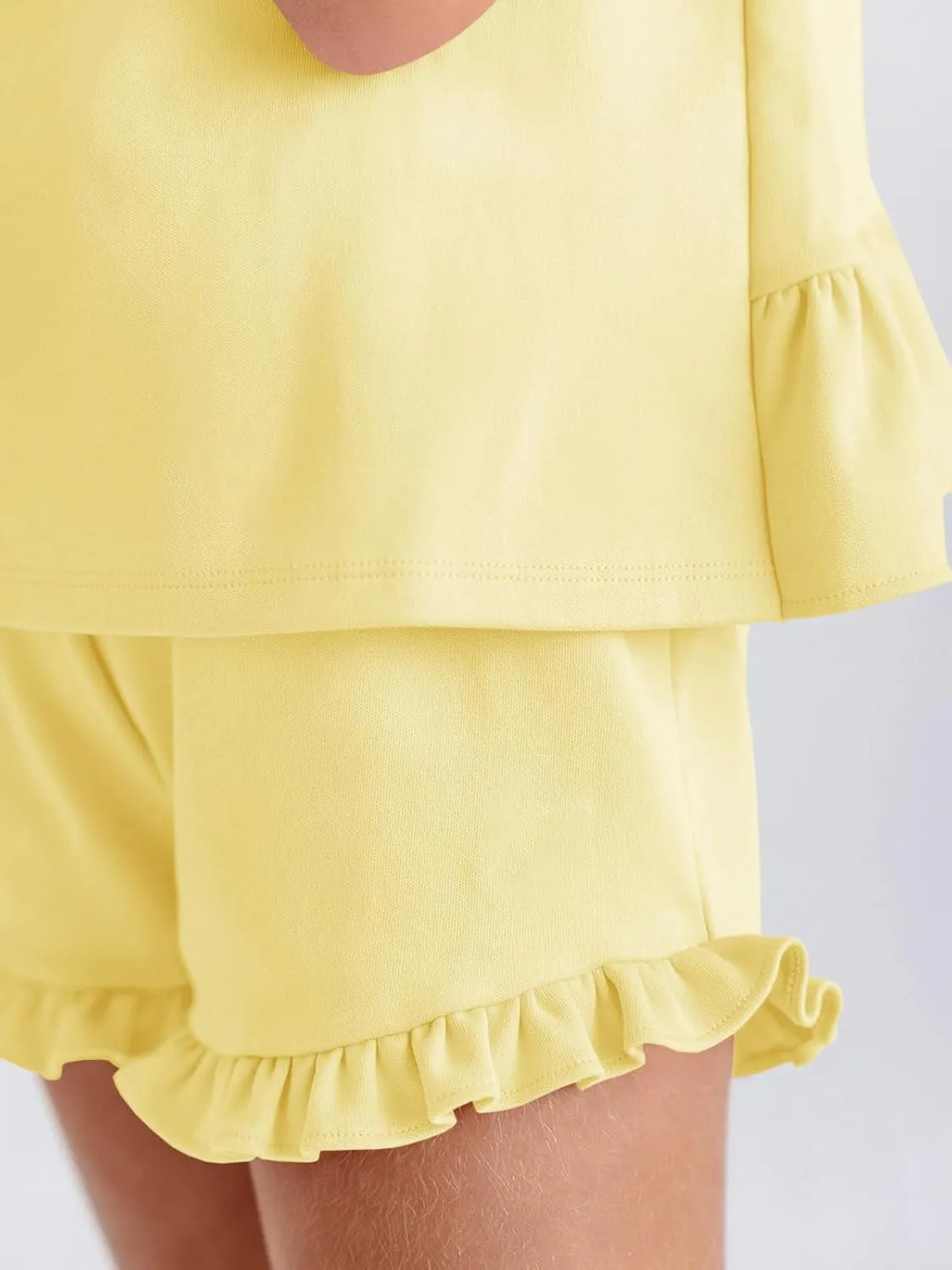 Haloumoning Girls Summer Clothing Sets Ruffle Tank Tops and Shorts Cute 2 Piece Outfits 3-10 Years