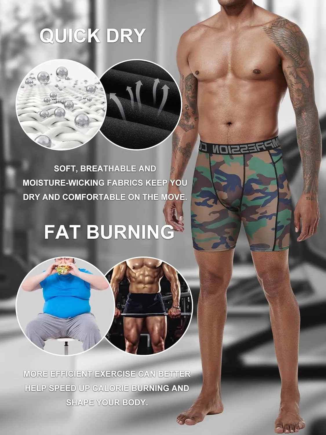 Holure Men's Performance Compression Shorts Athletic Workout Running Underwear (3 or 5 Pack)