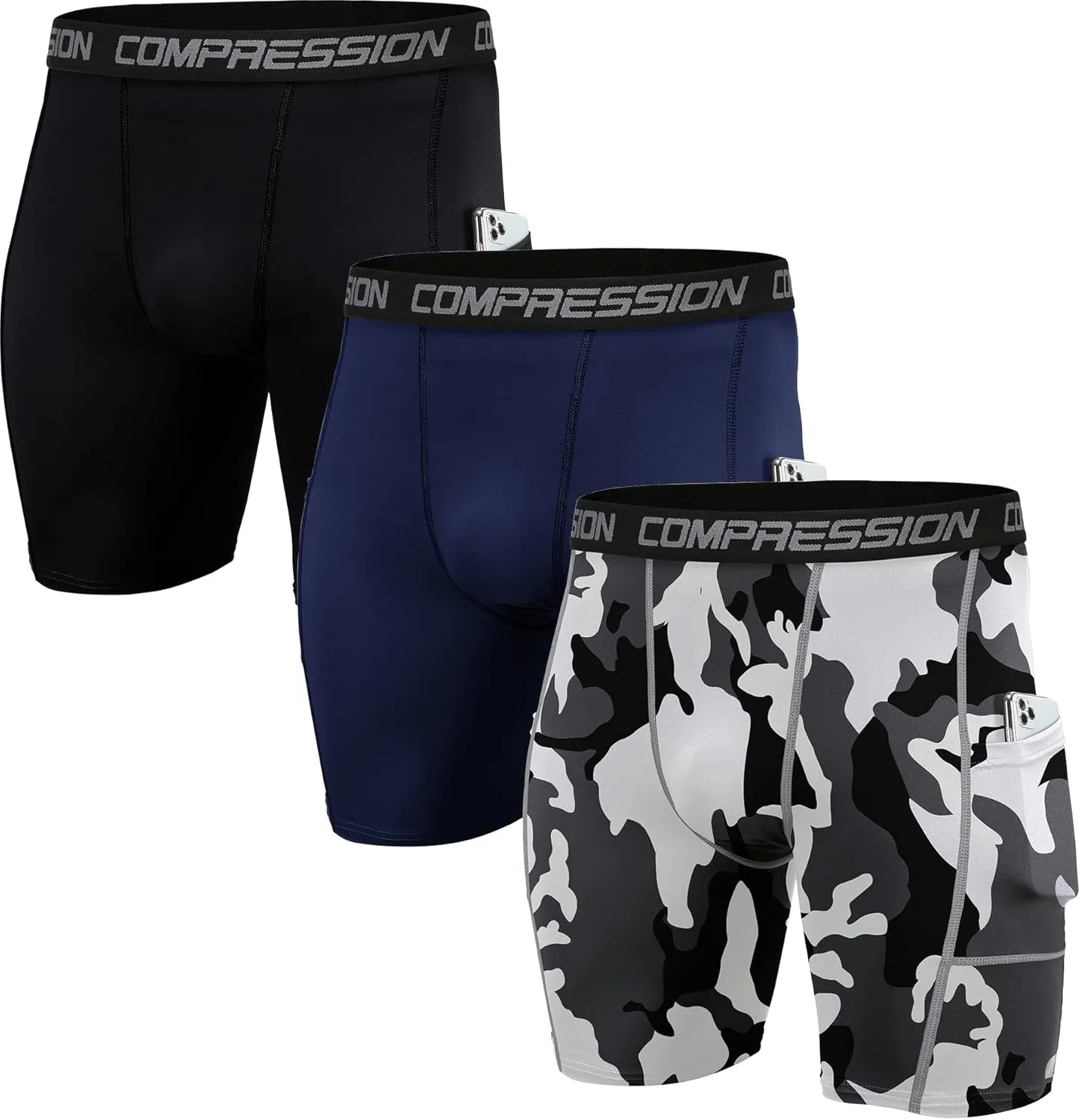 Holure Men's Performance Compression Shorts Athletic Workout Running Underwear (3 or 5 Pack)