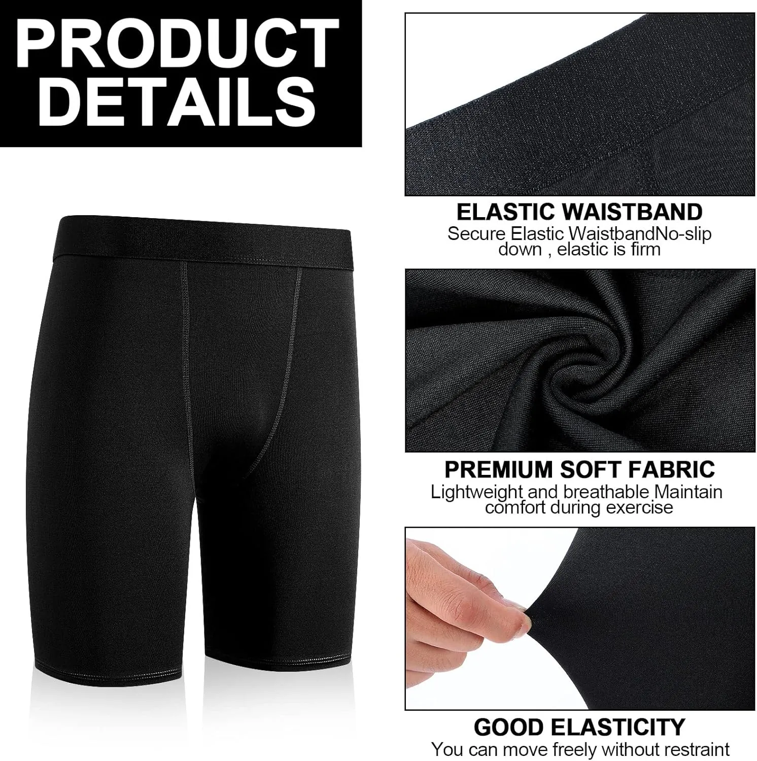 Hoolerry 3 Pcs Youth Boys Compression Shorts Athletic Underwear Sports Performance Boxer Briefs Spandex Underwear for Running