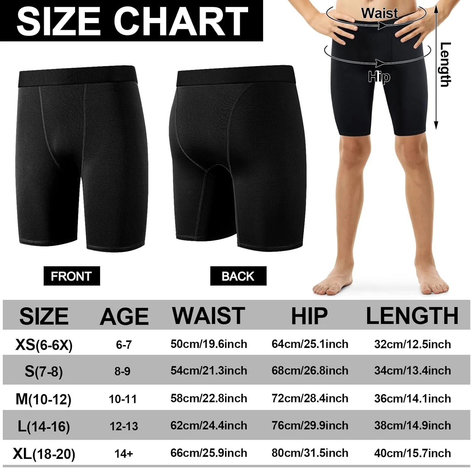 Hoolerry 3 Pcs Youth Boys Compression Shorts Athletic Underwear Sports Performance Boxer Briefs Spandex Underwear for Running