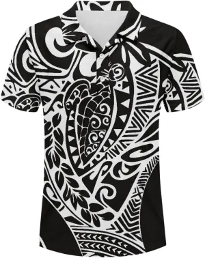 JooMeryer Men's Polynesian American Samoa 3D Printed Golf Shirts Short Sleeve Summer Polo Shirt