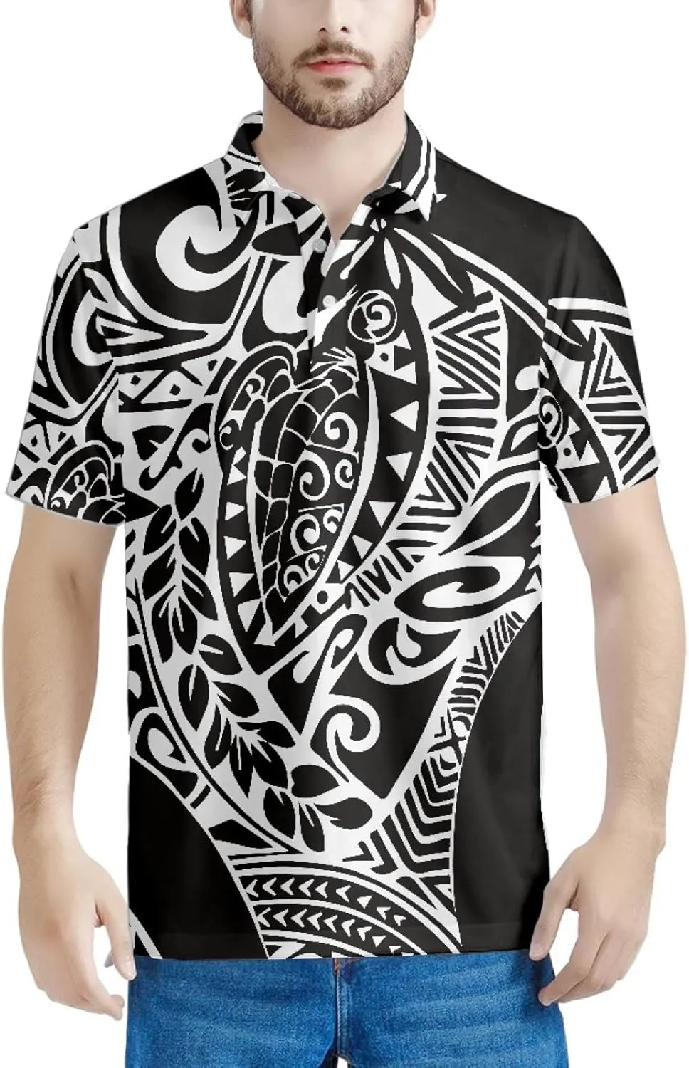 JooMeryer Men's Polynesian American Samoa 3D Printed Golf Shirts Short Sleeve Summer Polo Shirt