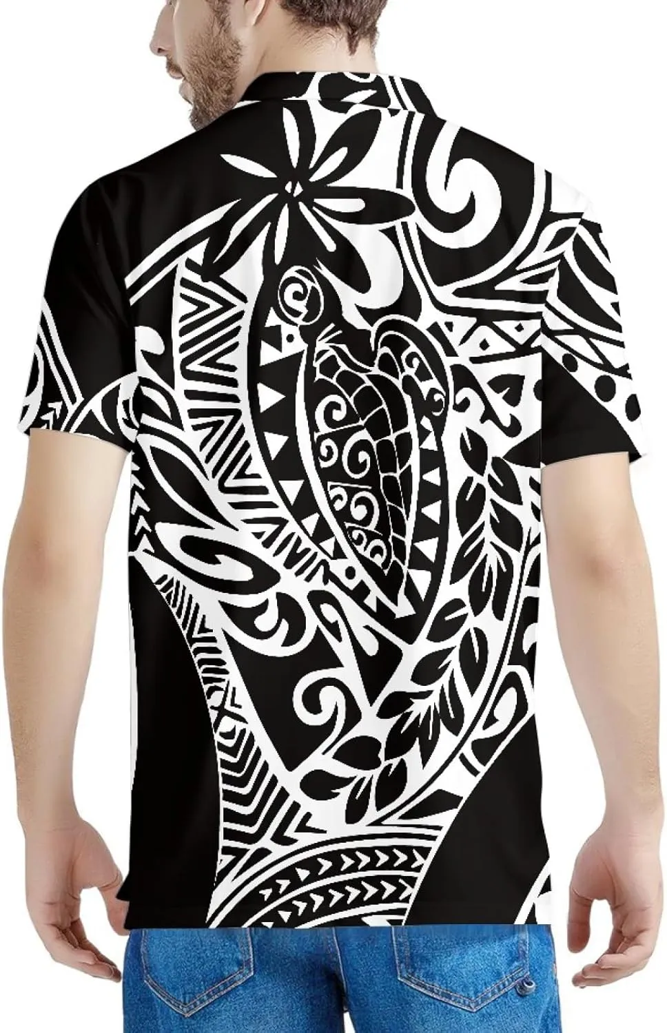 JooMeryer Men's Polynesian American Samoa 3D Printed Golf Shirts Short Sleeve Summer Polo Shirt