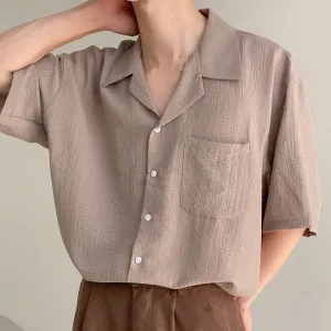 [Korean Style] 2 Colors Vintage Turn-down Collar Shirts