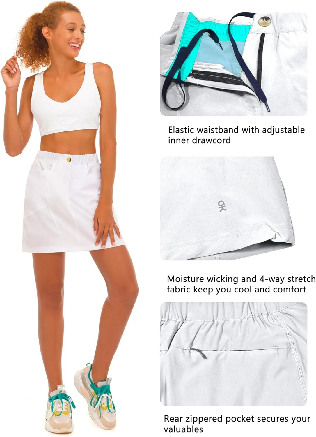 Little Donkey Andy Women's Athletic Skort Skirts UPF 50  Quick Dry Golf Tennis Causal Skirt with Pockets