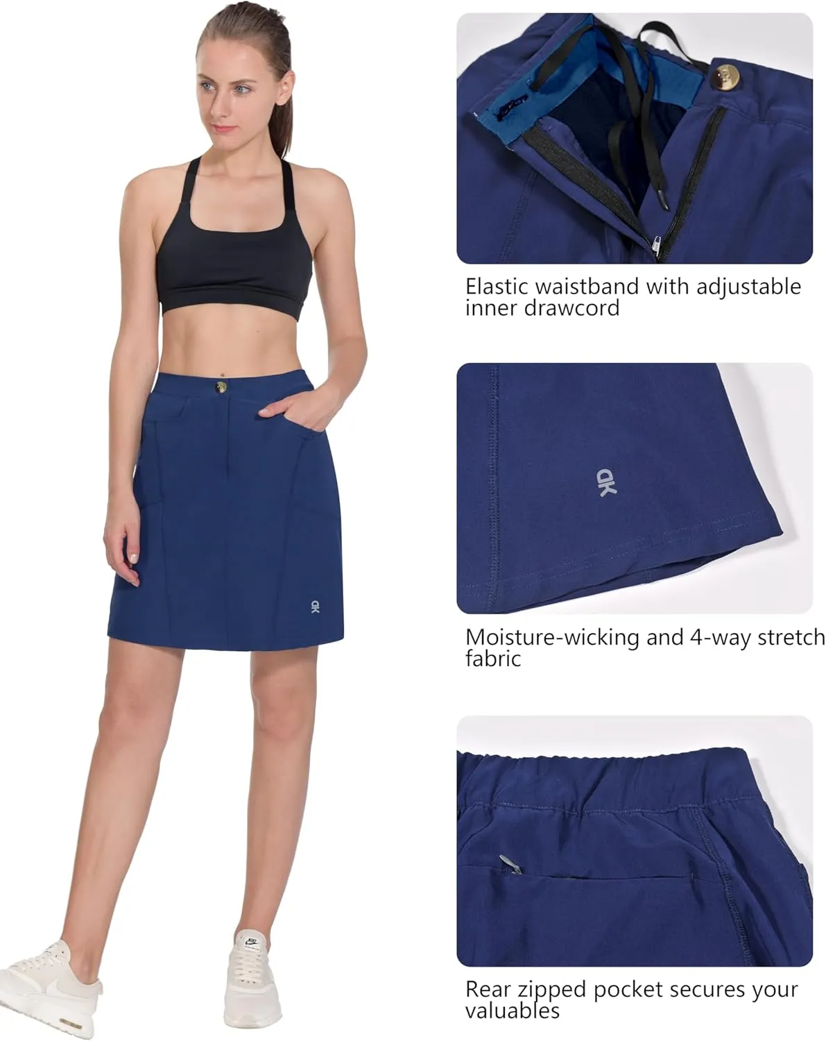 Little Donkey Andy Women's Athletic Skort Skirts UPF 50  Quick Dry Golf Tennis Causal Skirt with Pockets