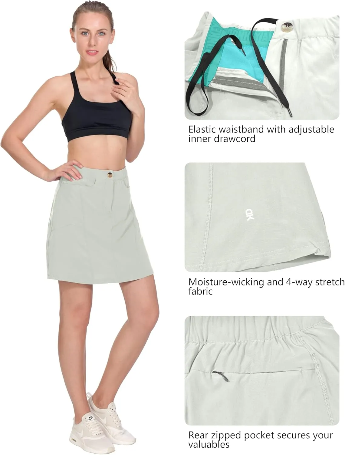 Little Donkey Andy Women's Athletic Skort Skirts UPF 50  Quick Dry Golf Tennis Causal Skirt with Pockets