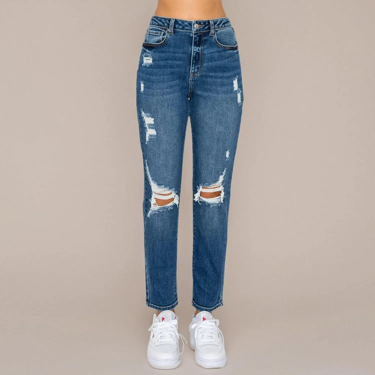 Little Vintage Girls Women's High Rise Oversized Mom Jeans High Waist Boyfriend Baggy Jean