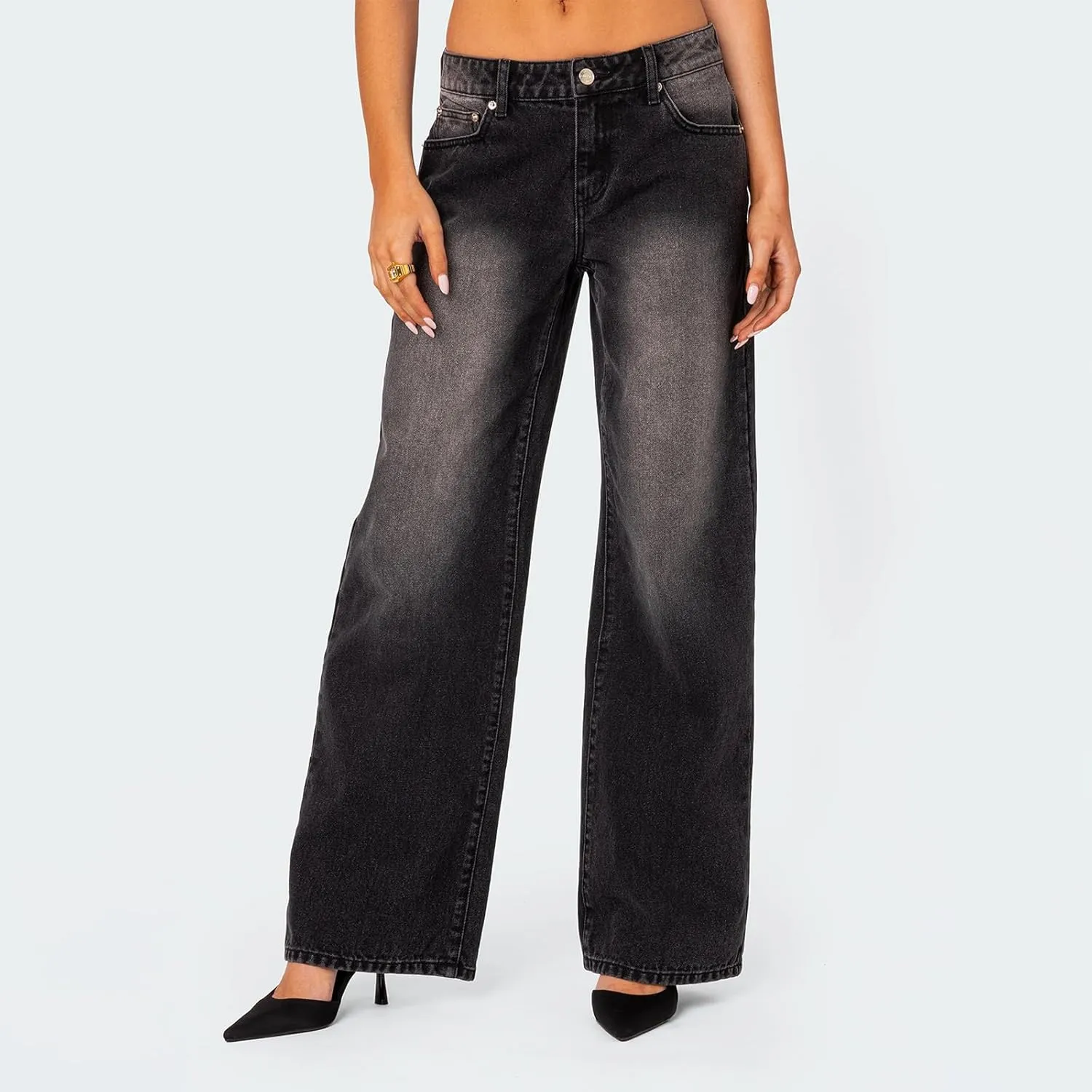 Low Rise Baggy Jeans for Women Y2k Boyfriend Straight Wide Leg Jeans Loose Fit Denim Pants Streetwear