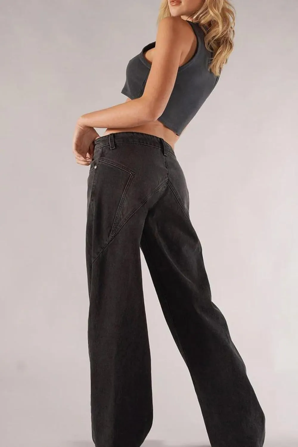 Low Rise Baggy Jeans for Women Y2k Boyfriend Straight Wide Leg Jeans Loose Fit Denim Pants Streetwear